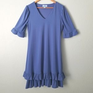 CeCe Blue Ruffle Shift Dress